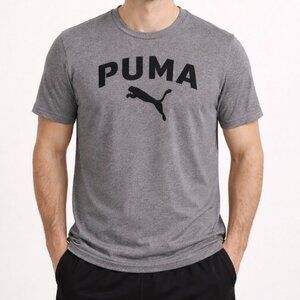PUMA Men's Tee Shirt Raised Embroidered Logo Size XL 100% Cotton Grey